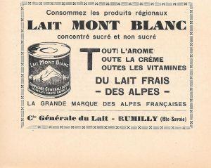 Lait Mont Blanc. C.ie Gènérale du Alit, Rumilly Pubblicita 1932 - copertina