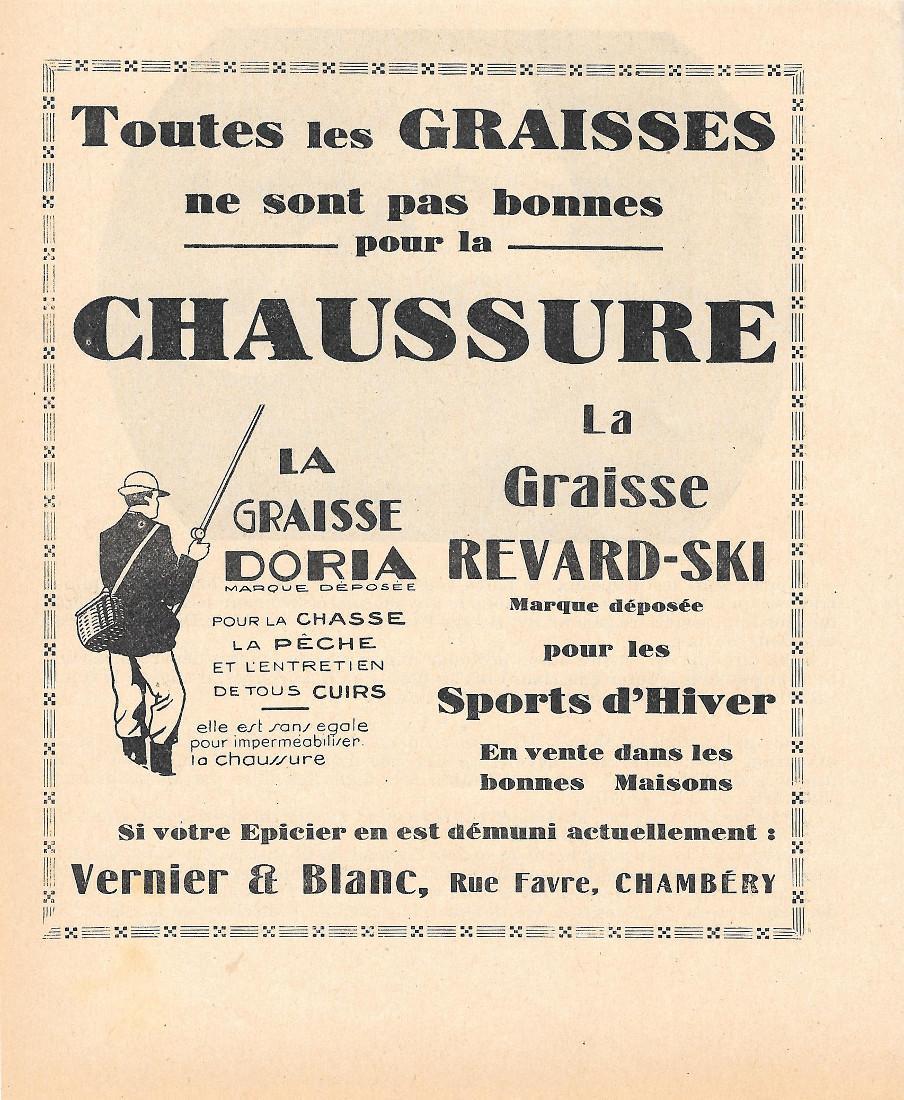 Vernier & Blanc, Chambery. Graisses pour la chaussure. Pubblicita 1932