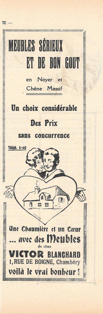 Meubles Victor Blanchard, Chambery. Pubblicita 1932