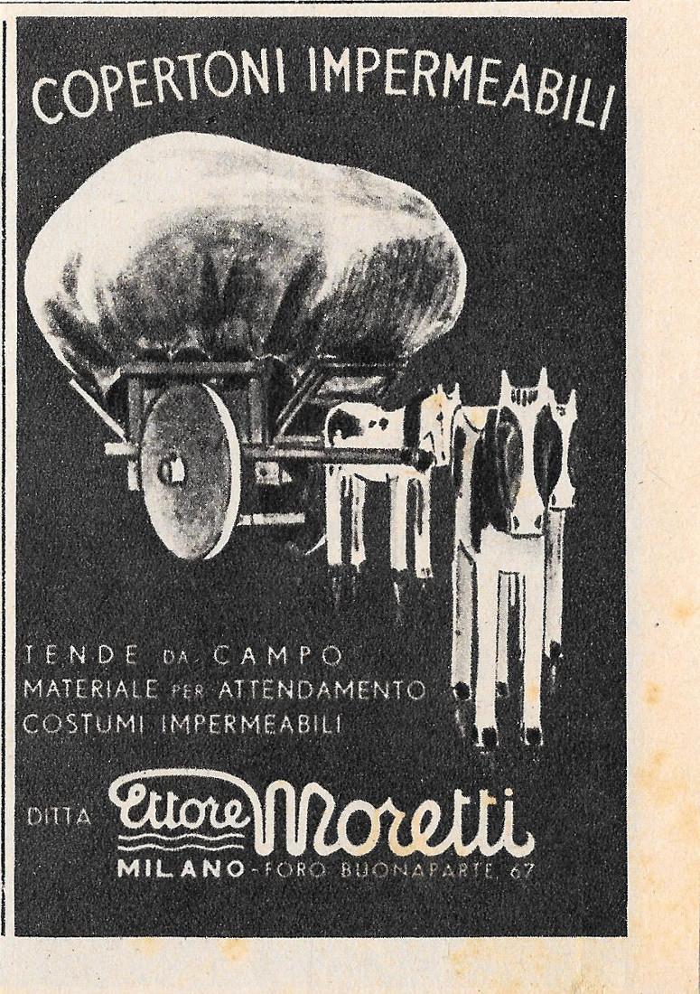 Copertoni impermeabili Ettore Moretti, Milano. Pubblicita 1946
