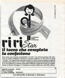 Riri Star Il Tocco Che Completa La Confezione. Pubblicita 1969 - copertina