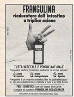Frangulina rieducatore dell'intestino a triplice azione. Pubblicita 1974