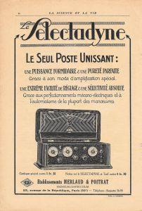 Le Selectadyne, Etabl. Merlaud & Poitrat, Paris. Pubblicita 1926 - copertina