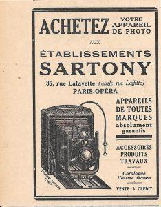 Sartony, Paris. Apparelis de photo. Pubblicita 1926 - copertina