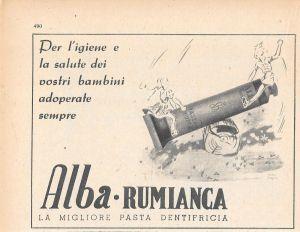 Alba Rumianca. La migliore pasta dentifricia. Advertising 1947 - copertina