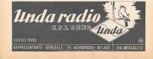 Unda radio SpA, Como. Advertising 1947 - copertina