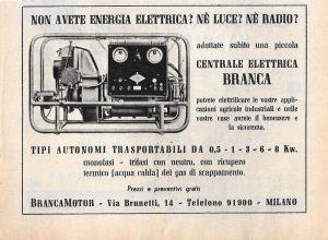 Centrale elettrica Branca. BrancaMotor Milano. Advertising 1947 - copertina