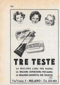 Prodotti Tre Teste Milano. Advertising 1947 - copertina