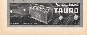 Accumulatori Tauro. Torino. Advertising 1947 - copertina