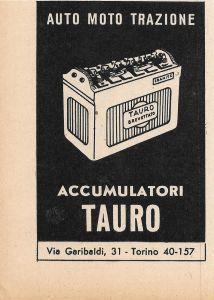 Auto moto trazione. Accumulatori Tauro. Advertising 1946 - copertina