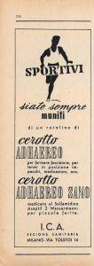 cerotto Adhaereo per sportivi. ICA Milano. Advertising 1946 - copertina