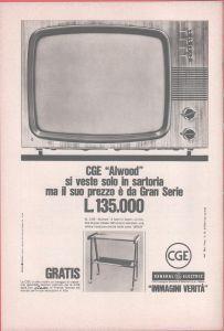Televisore CGE Alwood. Advertising 1968 - copertina