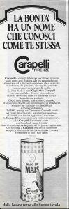 Carapelli olio di mais. Advertising 1986 - copertina