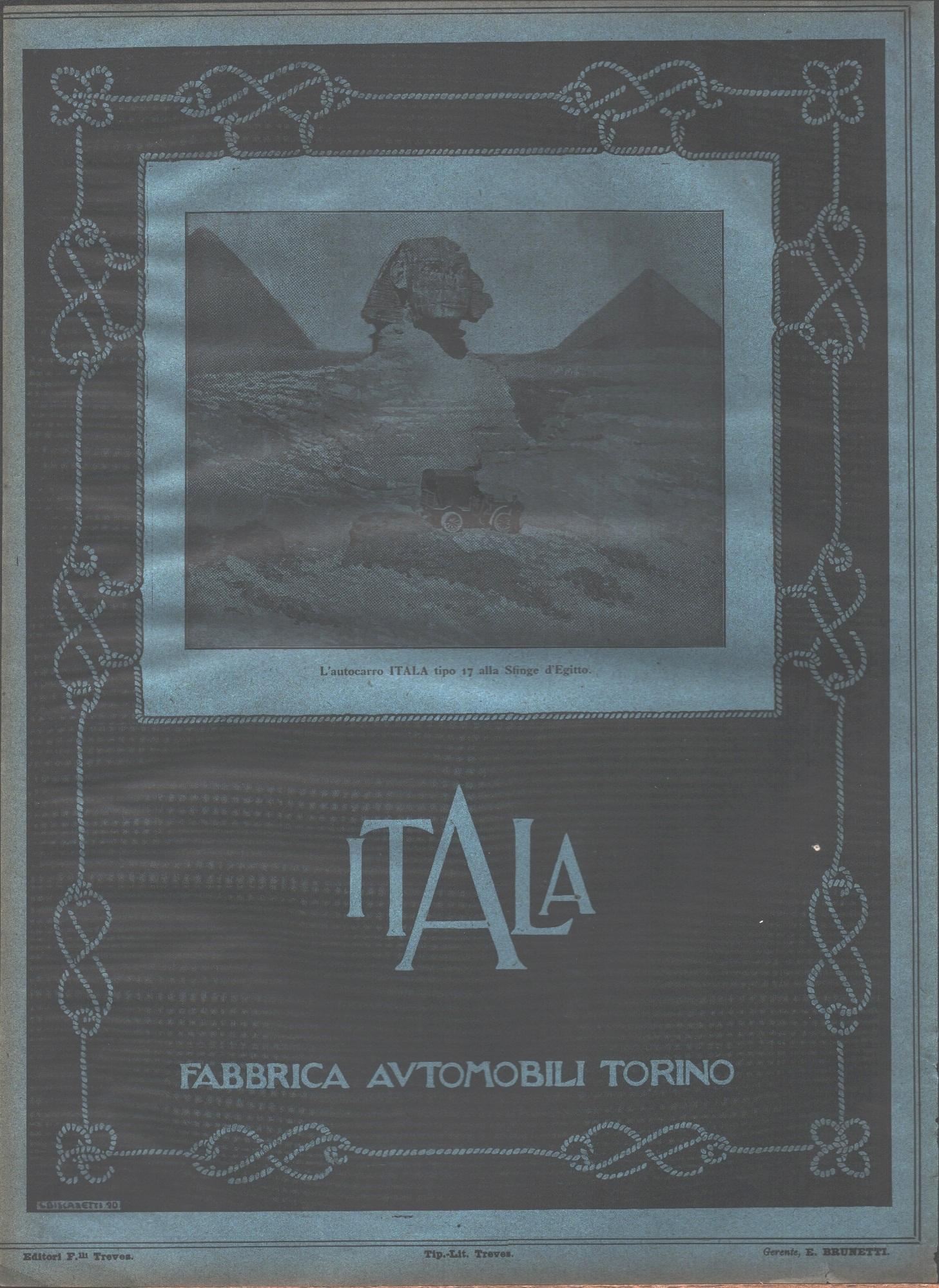 L' autocarro Itala tipo 17 alla Sfinge d'Egitto. Advertising 1919