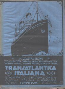 Transatlantica Italiana Genova. Advertising 1919 - copertina