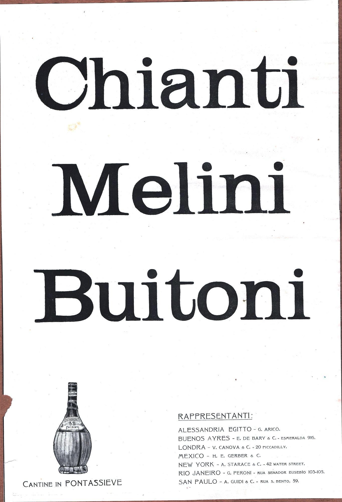 Chianti Mellini Buitoni. Advertising 1920