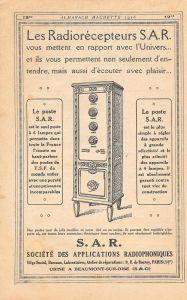 Les radiorecepteurs SAR. Société des Applications Radiophoniques. Advertising 1926 - copertina