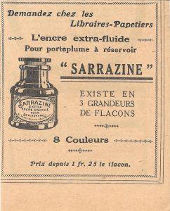 Sarrazine l'encre extra-fluide. Advertising 1926 - copertina