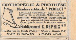 Orthopédie & prothèse. Etablissement E. Dephix. Advertising 1926 - copertina