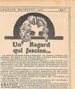 Un regard qui fascine... Sarah Xantès. Advertising 1926 - copertina