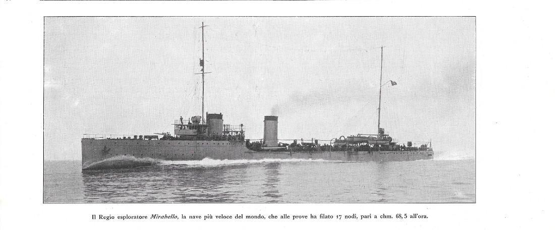 Il regio esploratore Mirabello, la nave più veloce del mondo. Stampa 1916