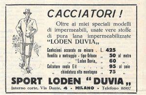 Sport Loden Duvia, Milano. Advertising 1937 - copertina