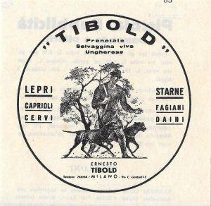 Tibold Milano. Selvaggina viva ungherese. Advertising 1937 - copertina