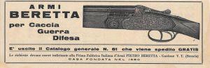 Armi Beretta per caccia guerra difesa. Advertising 1937 - copertina