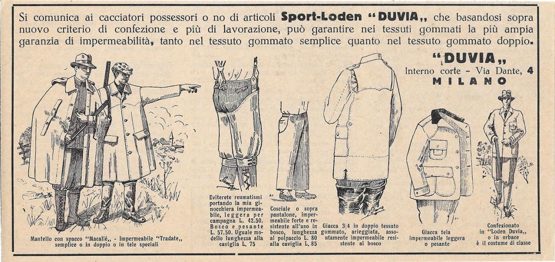 Sport-Loden Duvia. Milano. Advertising 1937