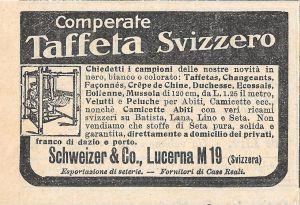 Taffetà svizzero. Schweizer & Co. Lucerna. Advertising 1912 - copertina