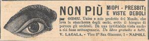 Non più miopi, presbiti. V. Lagala Napoli. Advertising 1912 - copertina