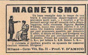 Magnetismo. Prof. V. D'Amico Milano. Advertising 1912 - copertina