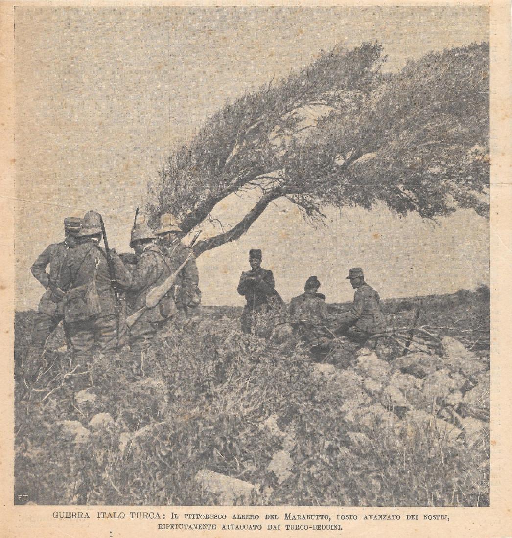 Il pittoresco albero del Marabutto, posto avanzsato dei nostri. Stampa 1912