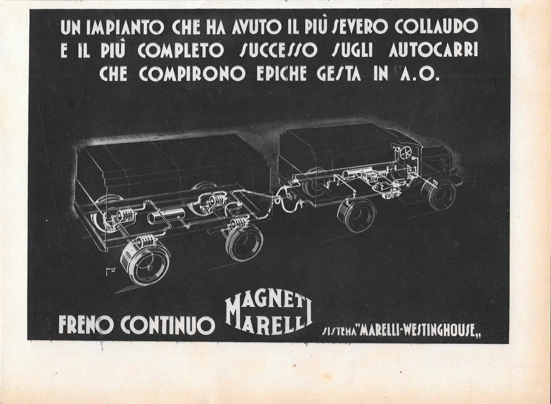 Magneti Marelli. Freno continuo sistema Marelli-Westinghouse. Advertising 1936