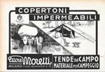 Ettore Moretti Milano. Copertoni impermeabili, tende da campo. Advertising 1936