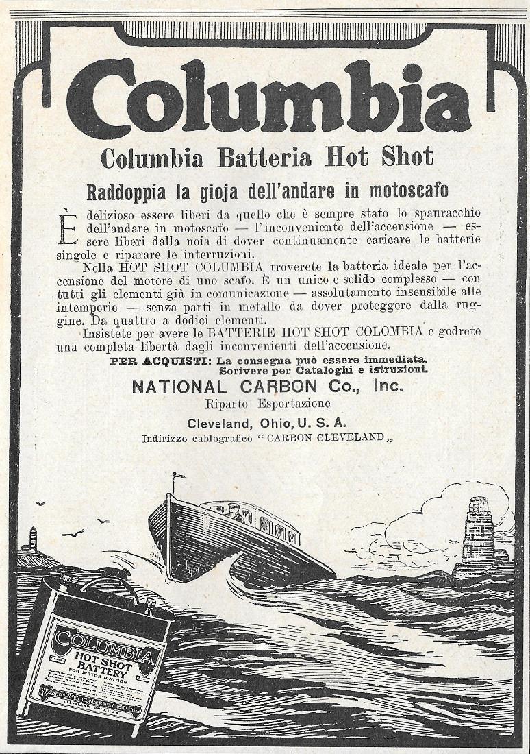 Columbia batteria Hot Shot. Advertising 1920