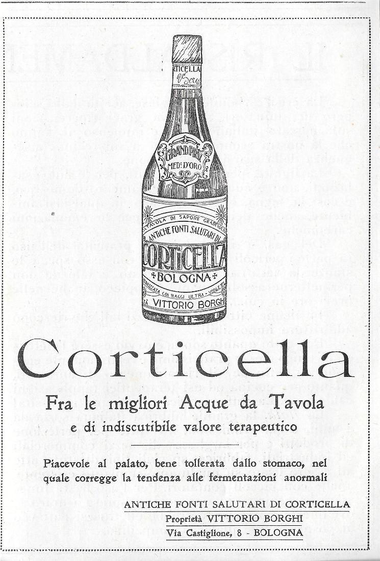 Corticella, fra le migliori acque da tavola. Advertising 1920
