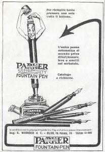 Parker funtain pen. Advertising 1920 - copertina