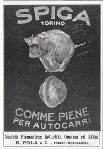 Spiga Torino. Gomme piene per autocarri. Advertising 1920 - copertina