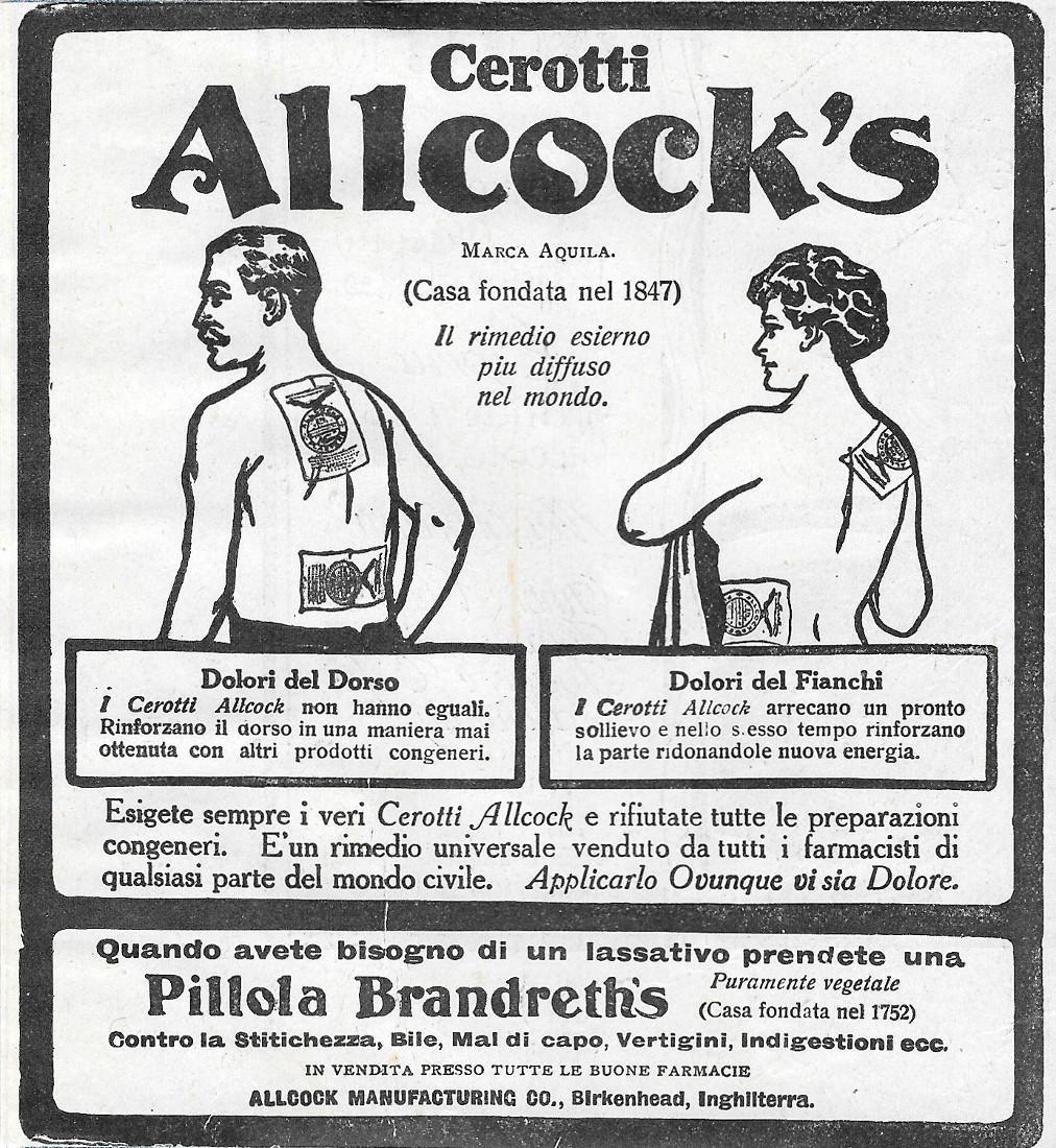 Cerotti Allcock's. Advertising 1920