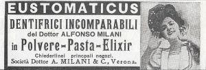 Eustomaticus dentifrici incomparabili. Advertising 1920 - copertina