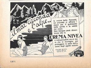 Crema Nivea ... il mare circonda e l'alpe... Advertising 1935 - copertina
