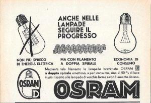 Osram. Anche nelle lampadine seguire il progresso. Advertising 1935 - copertina