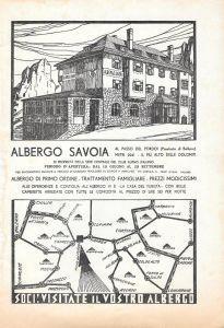Albergo Savoia, Passo Pordoi / Olio Sasso. Advertising 1935 - copertina