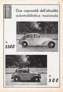 Fiat 1500 E 500 / Radio Cge 450 Super 5 Valvole. Advertising 1936 - copertina