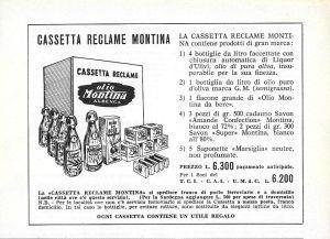Olio Montina Albenga. Cassetta reclame. Advertising 1958 - copertina