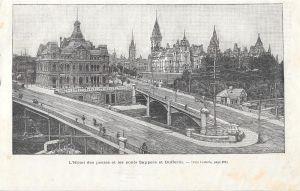 Ottawa. L'Hotel des postes et les ponts Sappers et Dufferin. Stampa 1900 - copertina