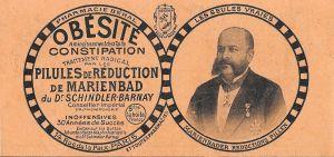 Obesite. Pilules de reduction de Marienbad du dr Schindler-Barnay. Advertising 1900 - copertina