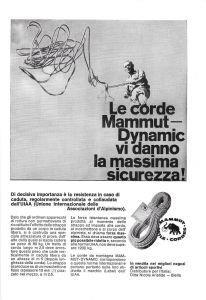 Le corde Mammut-Dynamic vi danno il massimo della sicurezza!. Advertising 1968 - copertina