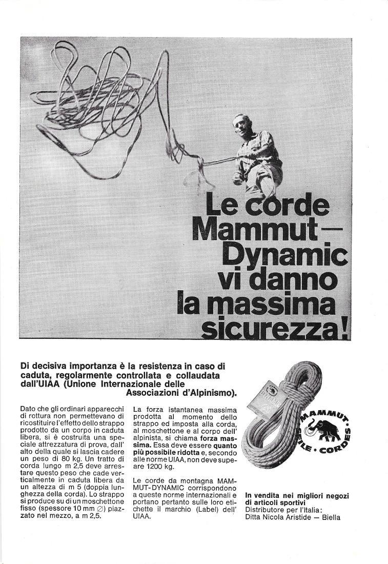 Le corde Mammut-Dynamic vi danno il massimo della sicurezza!. Advertising 1968